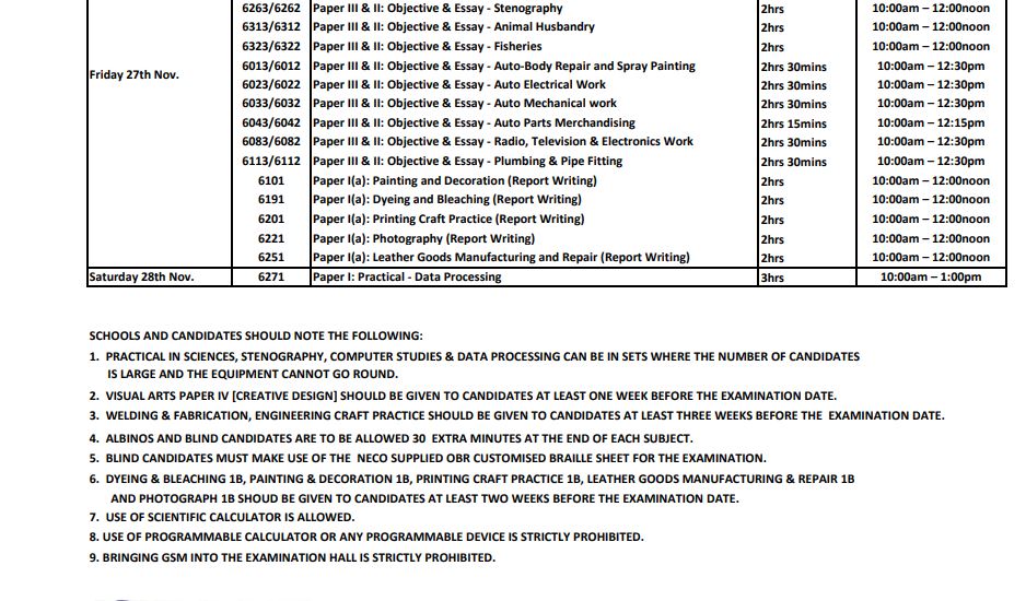 Neco 2020 Timetable after End SARS Protest (4)